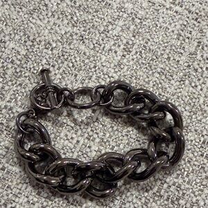 Women's Black Chain Link Bracelet - Sleek Toggle Closure